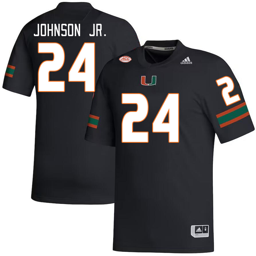 #24 Chris Johnson Jr. Miami Hurricanes Jerseys Football Stitched-Black